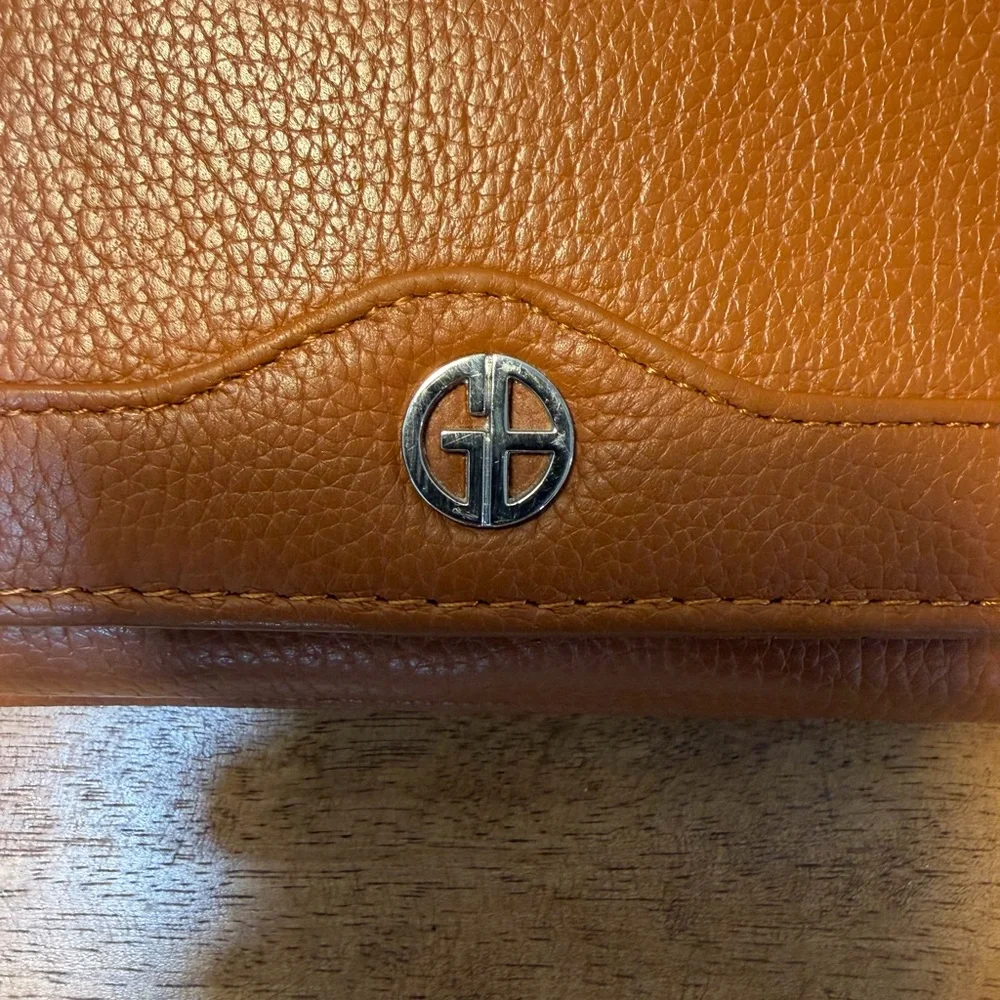 Giani Bernini Cognac Pebbled Leather Trifold Wallet